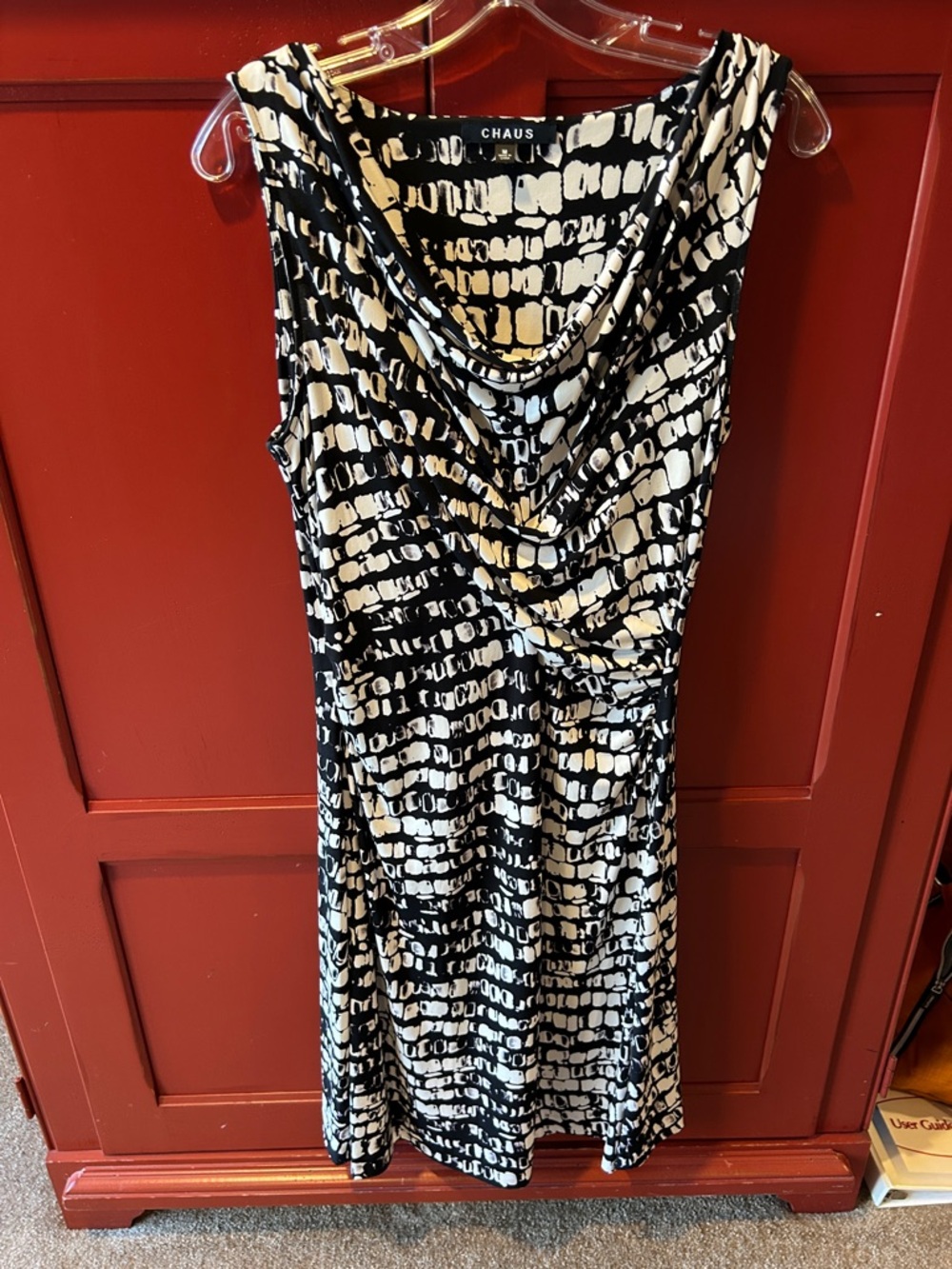 Chaus Black and White Cowl Neck Sleeveless Dress - Size Medium